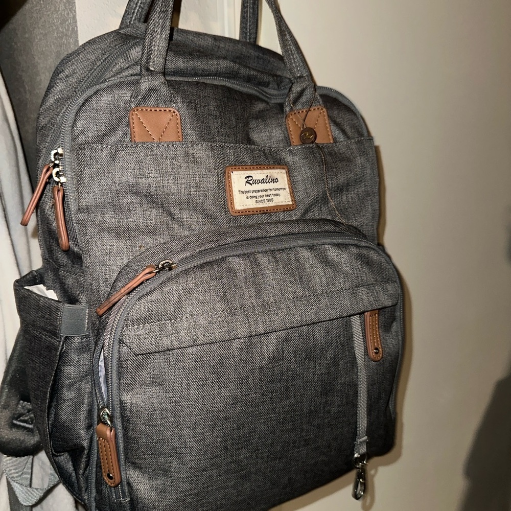 Gray diaper bag